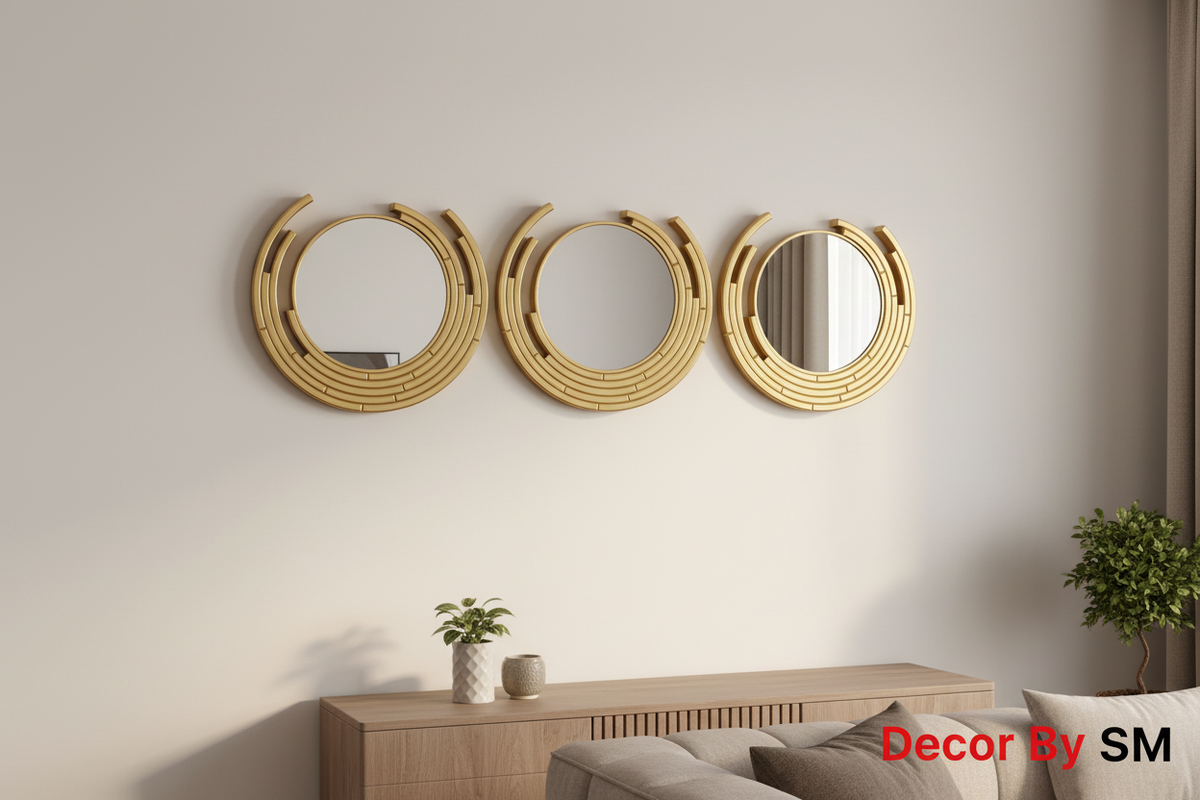 3-Piece Gold Circular Wall Mirror Set