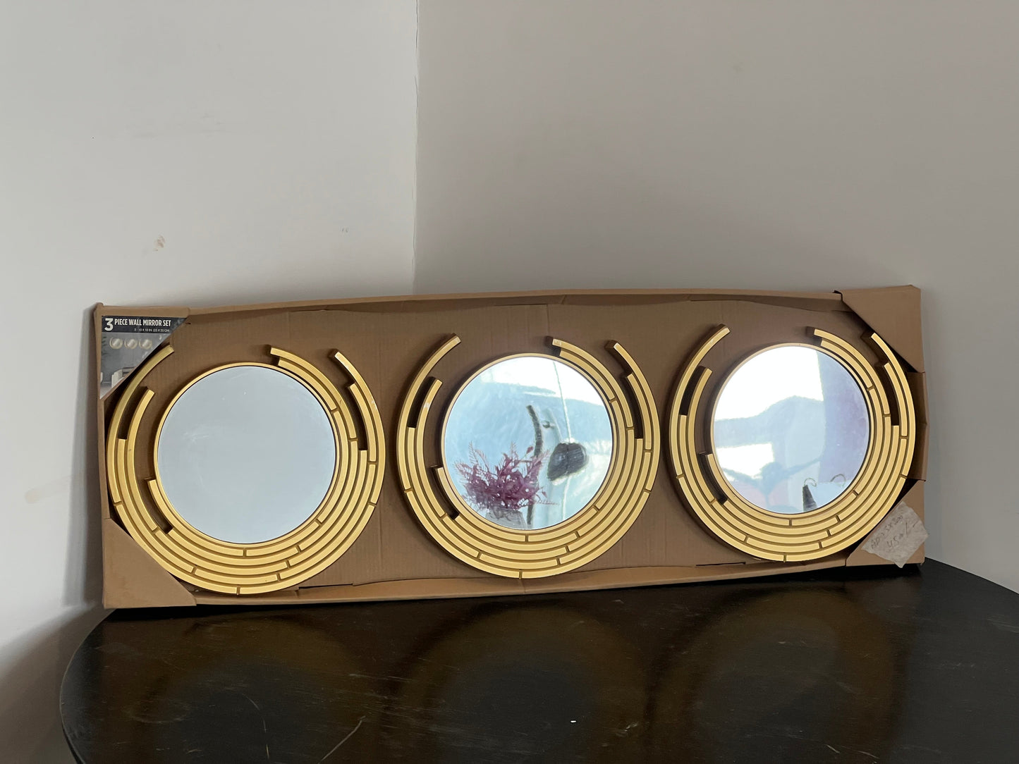 Premium Gold Concentric Ring Wall Mirror Trio