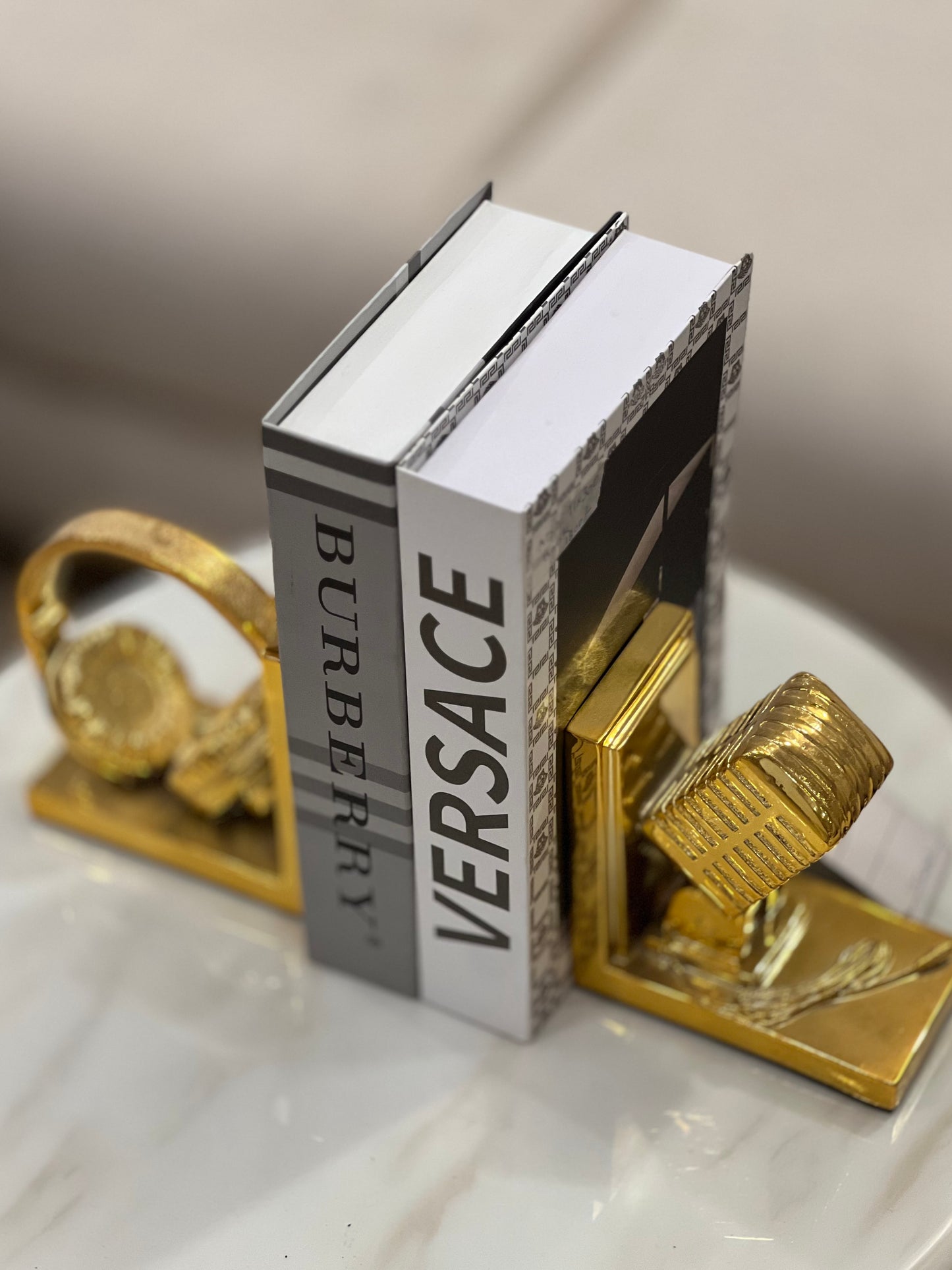 Gold Mic Headphones Bookends