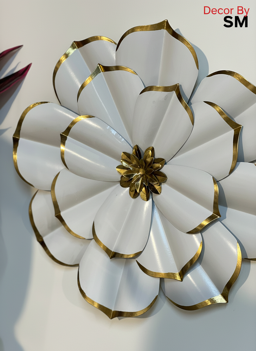 Enhanced Metal Flower Wall Art - Angled View