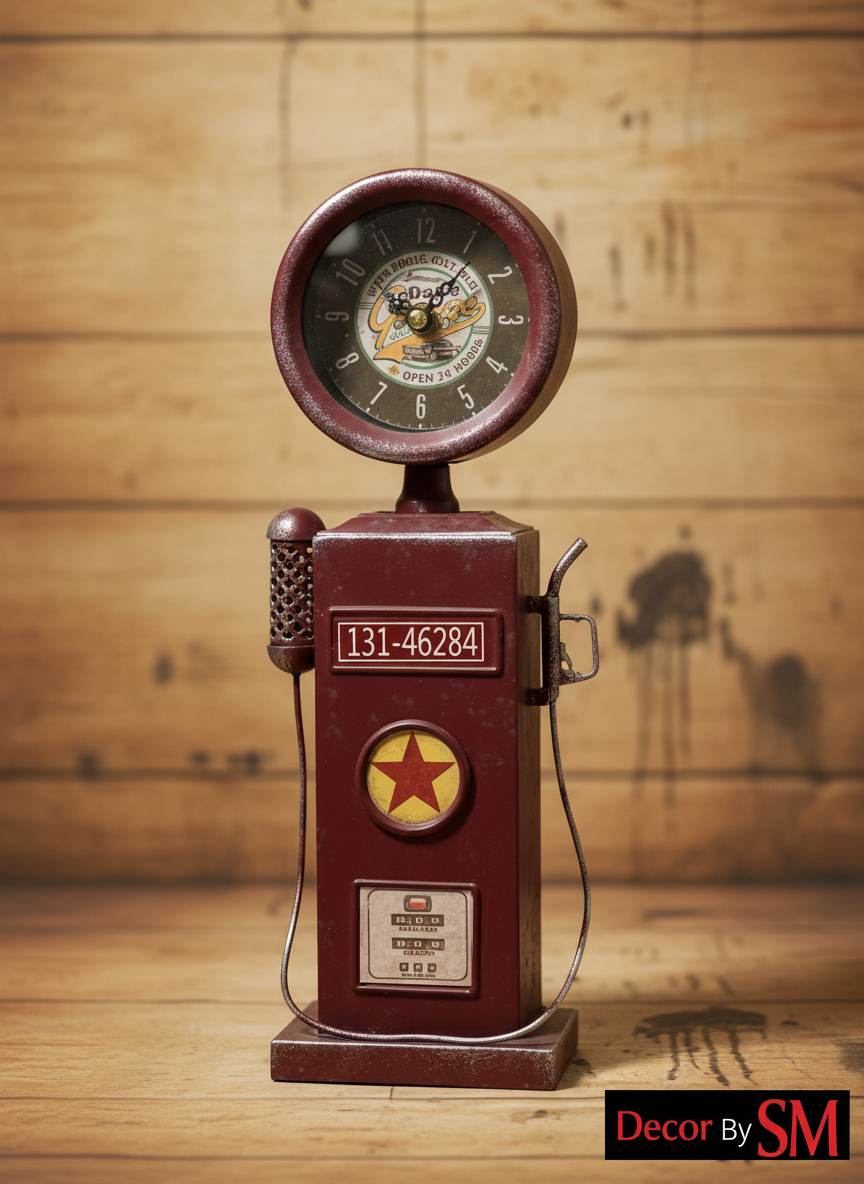 Enhanced Vintage Gas Pump Clock - Front View