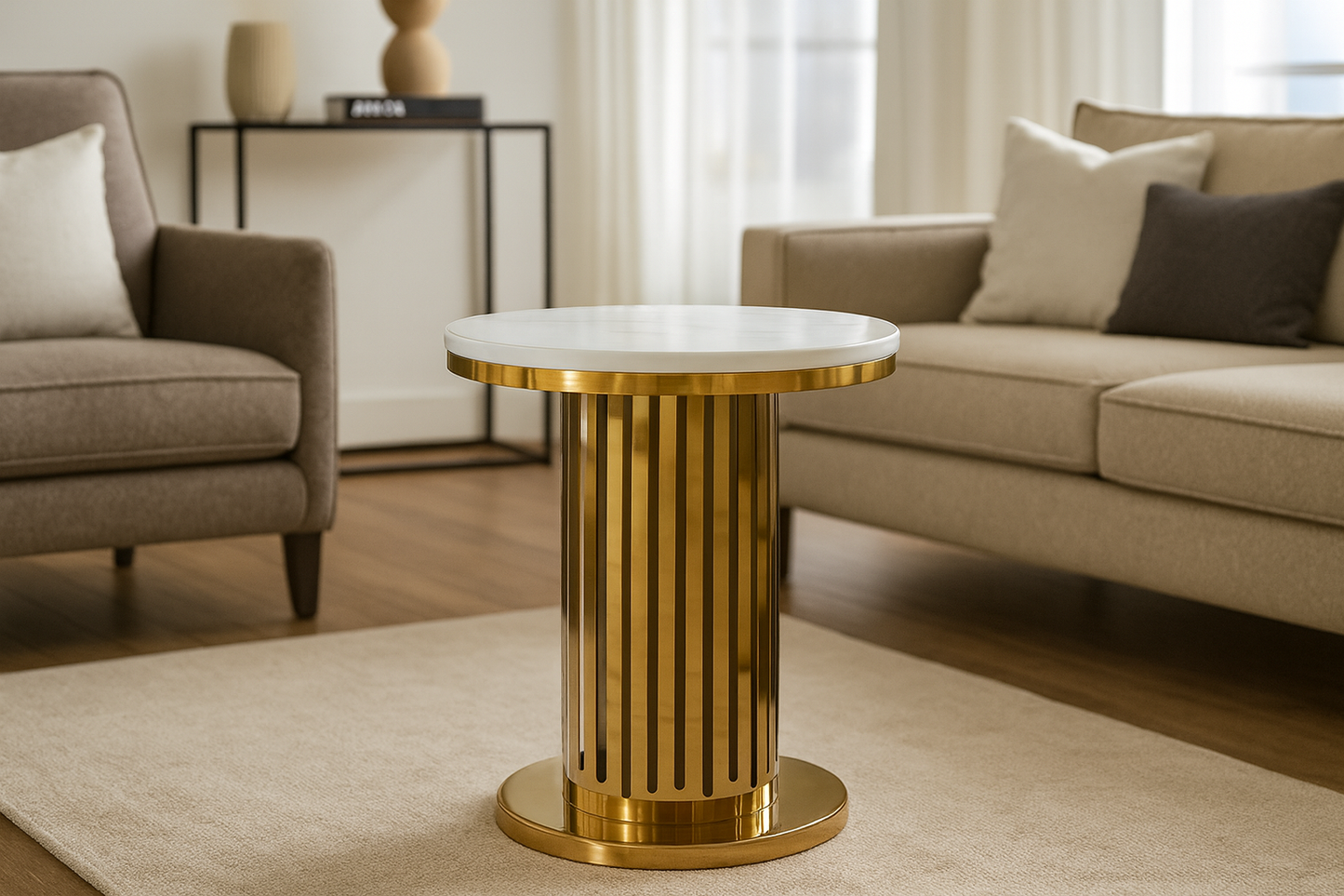 Marble and gold accent table in modern interior