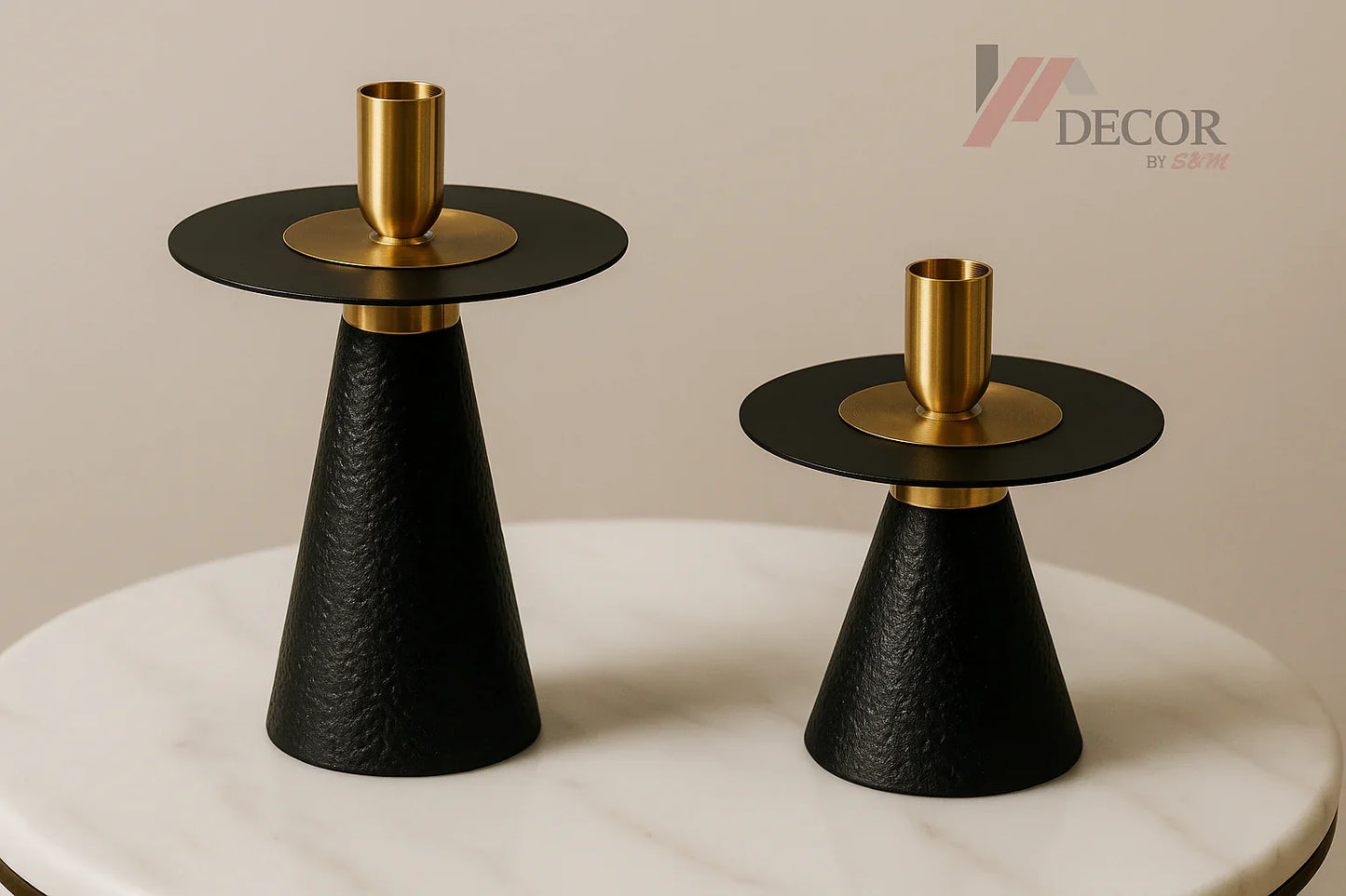 Pair of candle holders with new background and watermark