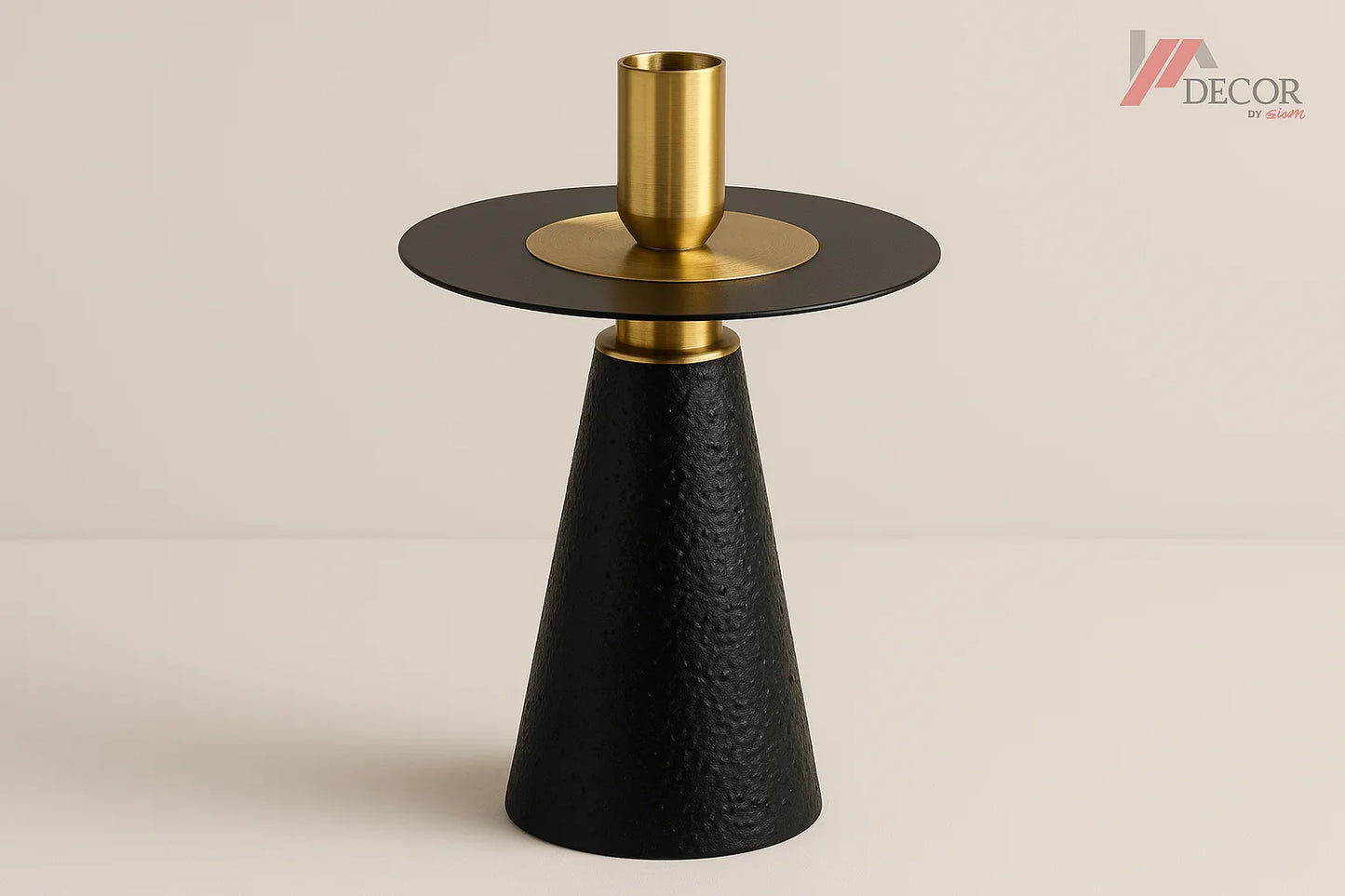 Single candle holder close-up with new background and watermark