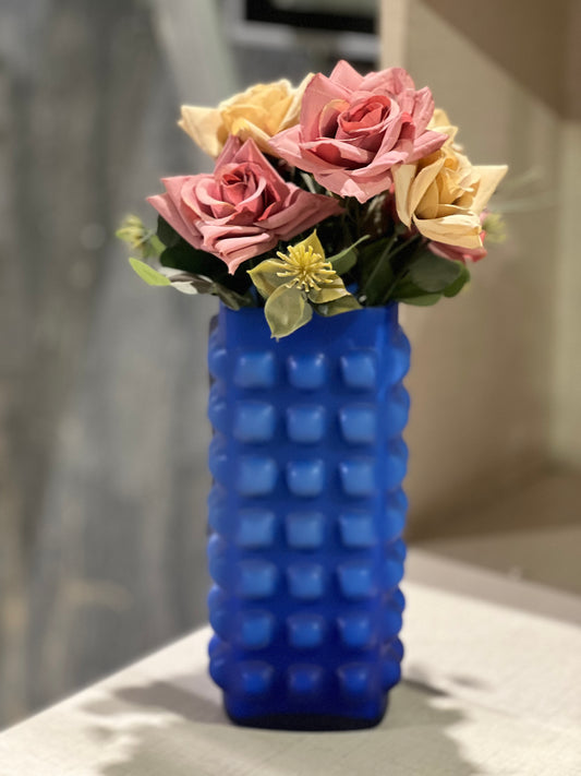 Blue Bubble-Textured Vase