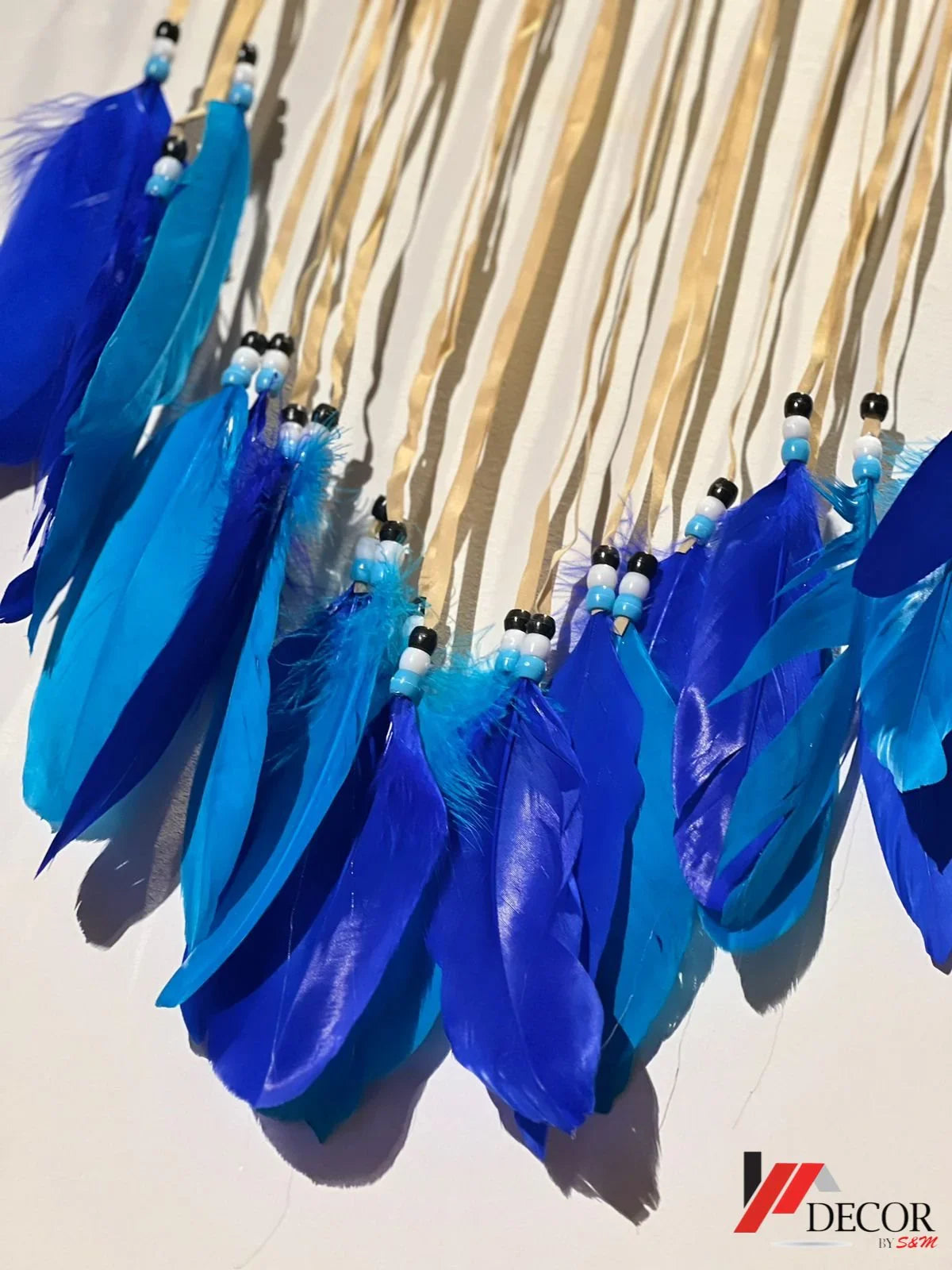 Handwoven Evil Eye Wall Art with Feathers