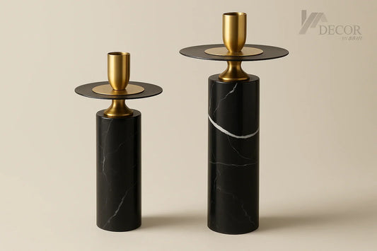Black marble candle holders with new background and watermark