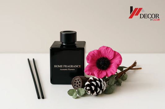 Black reed diffuser with new background and watermark