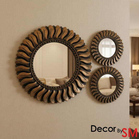 Bronze Sunflower Wall Mirror Set