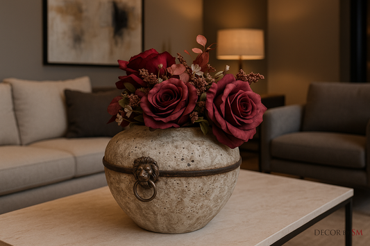 Center table with decorative flower vase