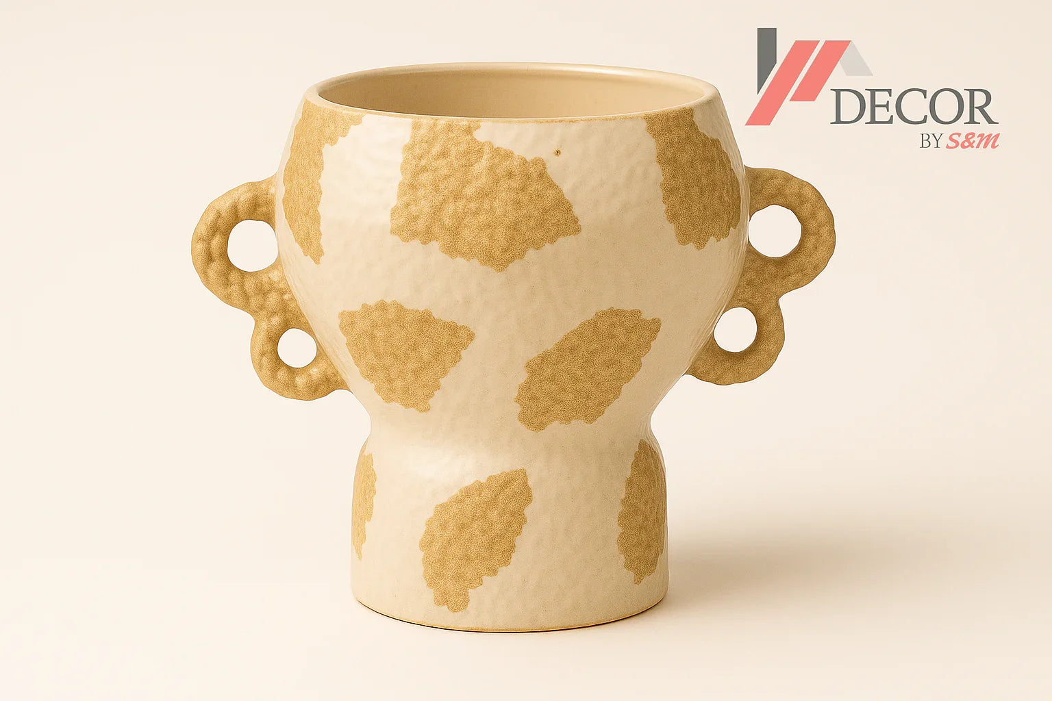 Cream and gold spotted vase with watermark