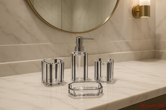 Crystal clear acrylic bathroom set in washroom