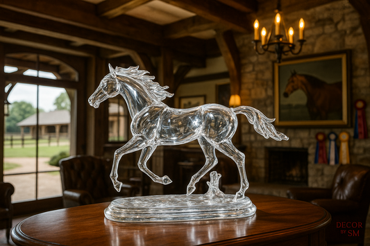 Crystal horse stallion sculpture in stud farm