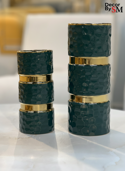 Enhanced Emerald Vases - Stacked Arrangement