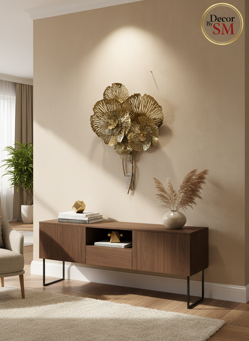 Enhanced Gold Metal Wall Art - Luxury Interior Setting