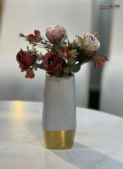Enhanced Grey Gold Vase - With Flowers