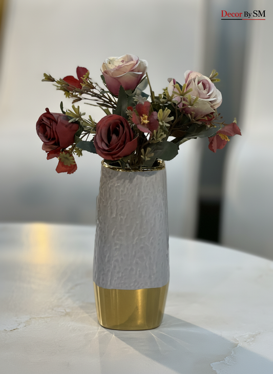 Enhanced Grey Gold Vase - With Flowers