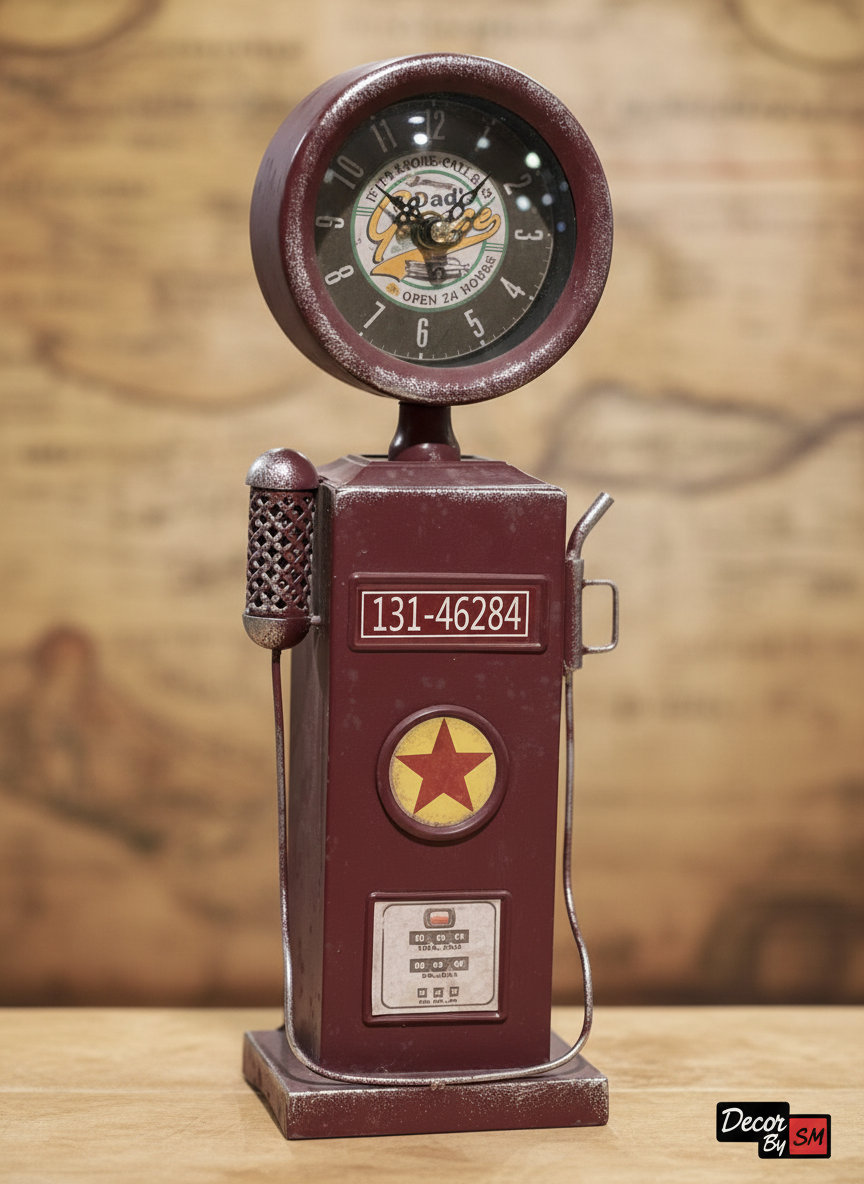 Enhanced Vintage Gas Pump Clock - Angled View