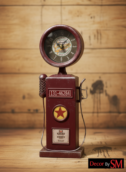 Enhanced Vintage Gas Pump Clock - Front View