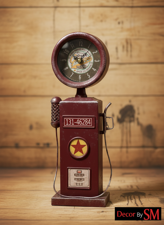 Enhanced Vintage Gas Pump Clock - Front View