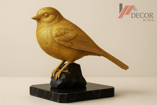 Gold bird figurine with watermark