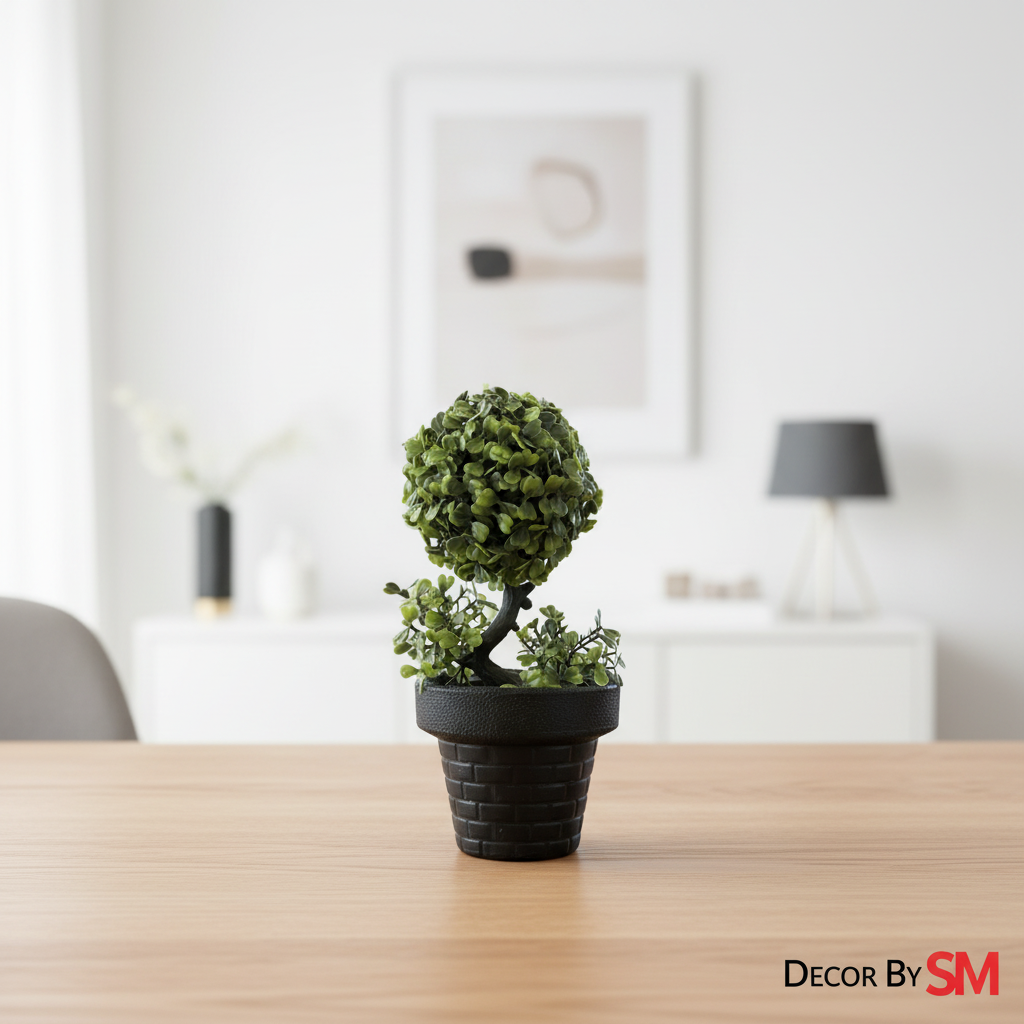 Artificial Bonsai Topiary Tree in Black Pot