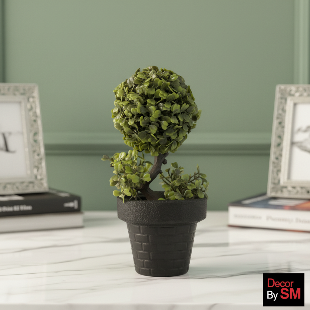 Artificial Bonsai Topiary Tree in Black Pot