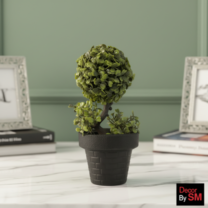 Artificial Bonsai Topiary Tree in Black Pot