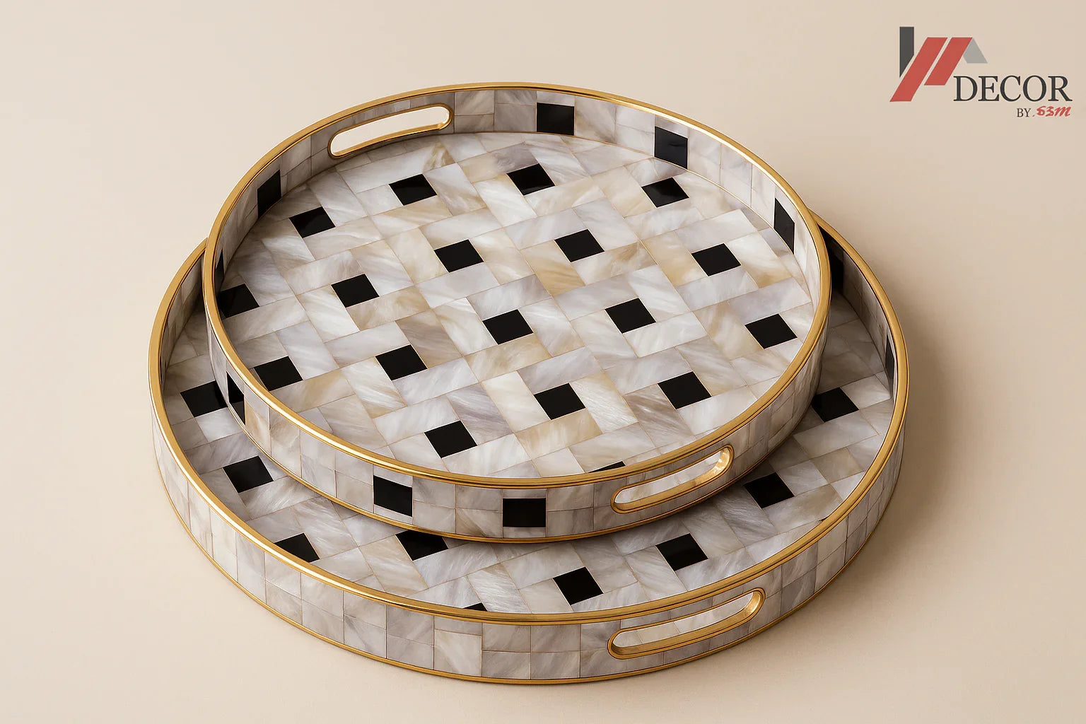 Mother-of-pearl mosaic trays with new background and watermark