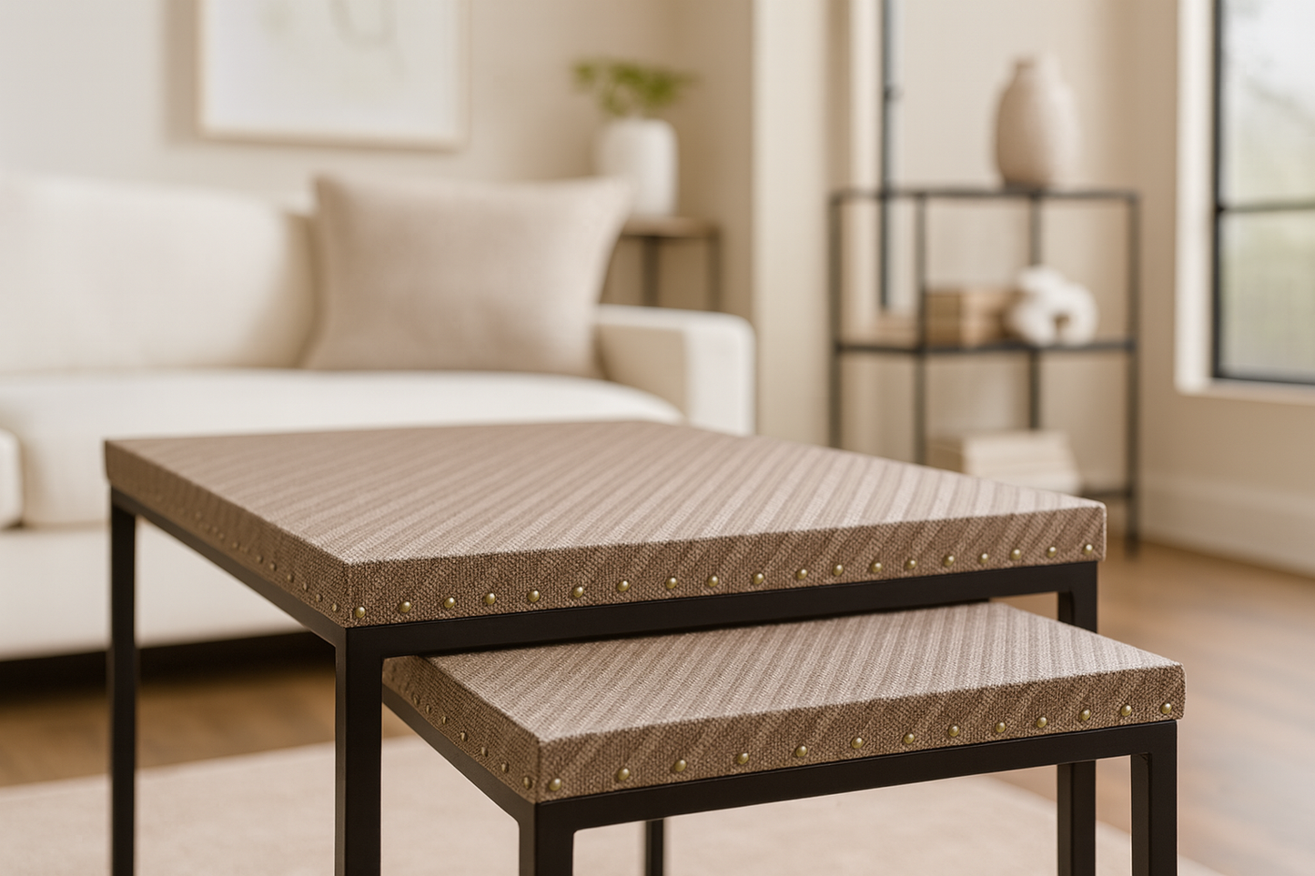 Nesting tables in modern interior