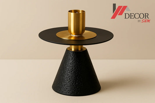 Single candle holder detail with new background and watermark